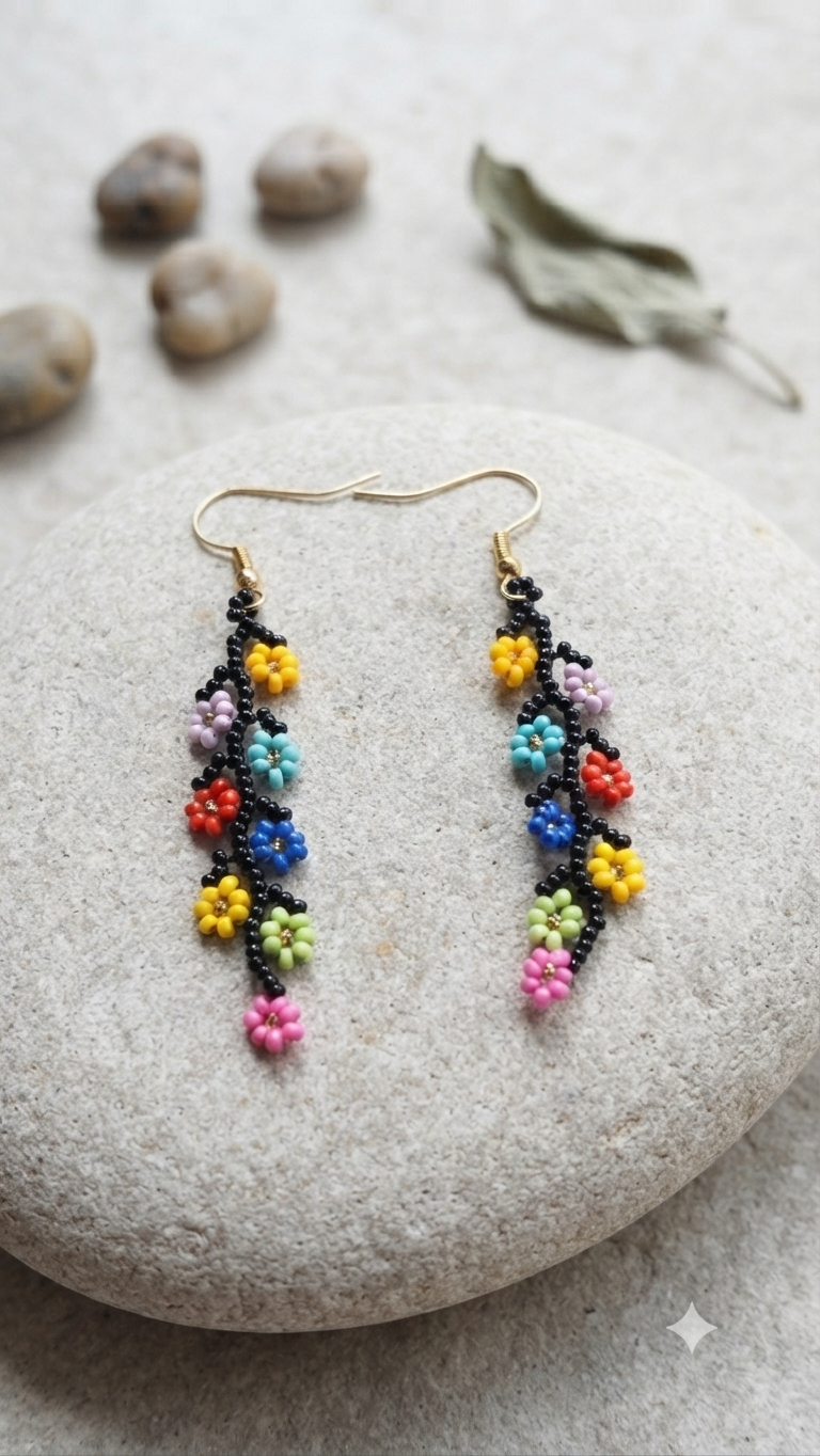 Flower Beaded Earrings